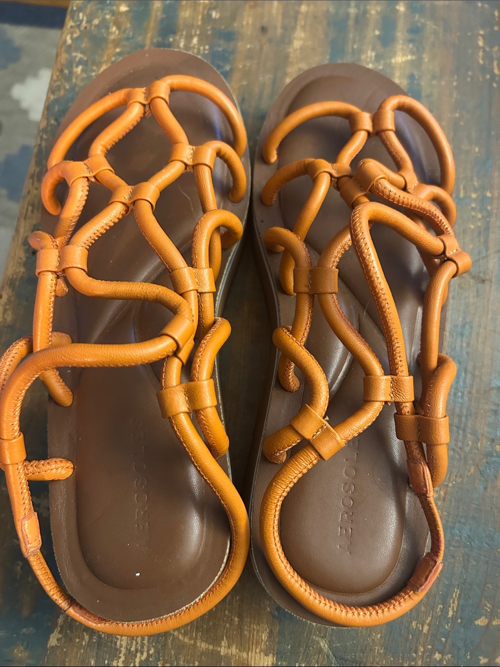 Women’s Orange  Strappy Slide Sandals